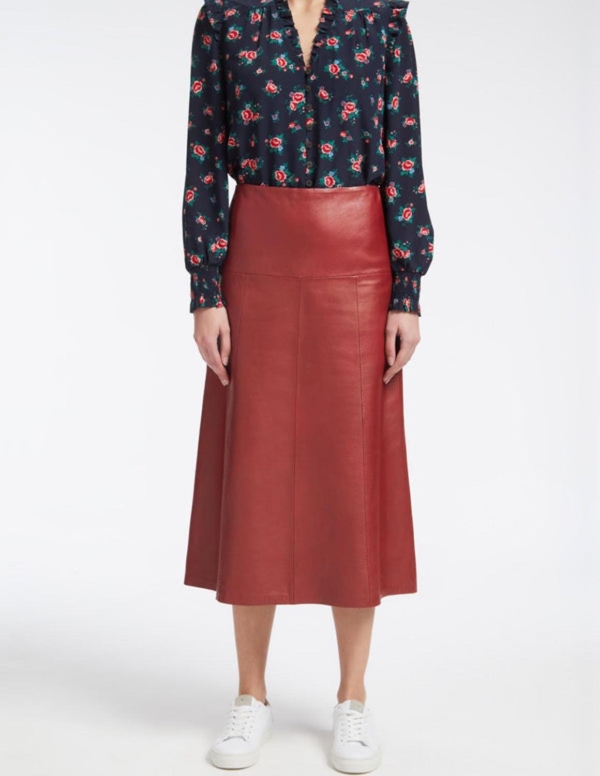 Tiana leather skirt in red by Cefinn