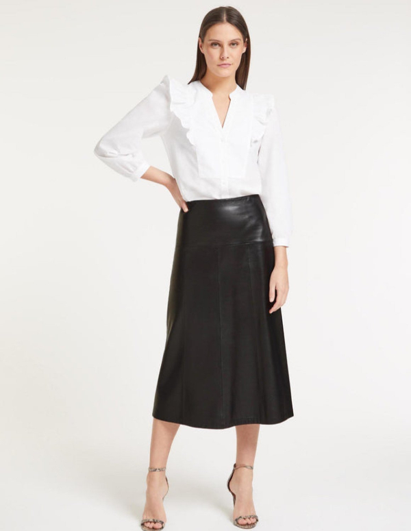 Tiana leather skirt in black by Cefinn