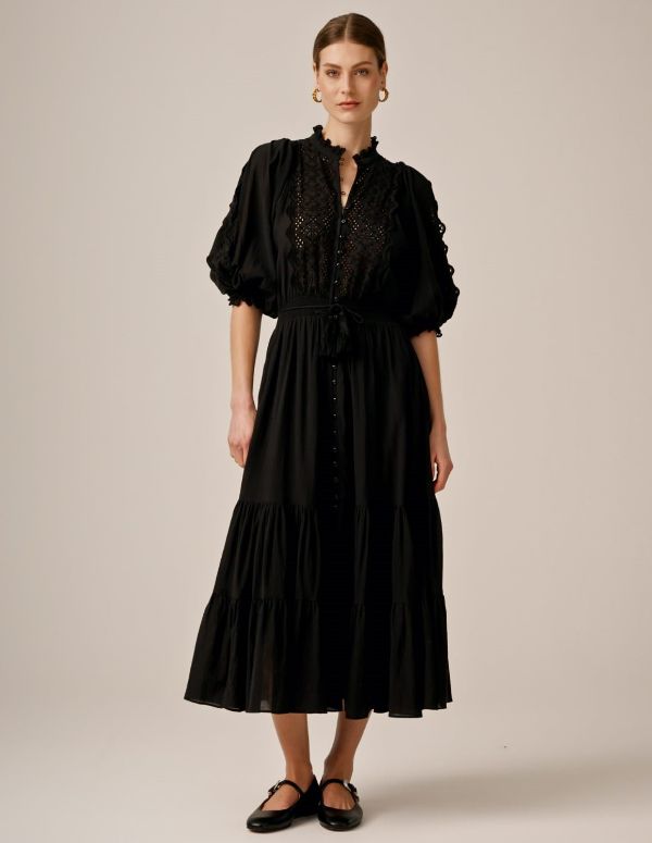 Cotton slub dress byTiMo black