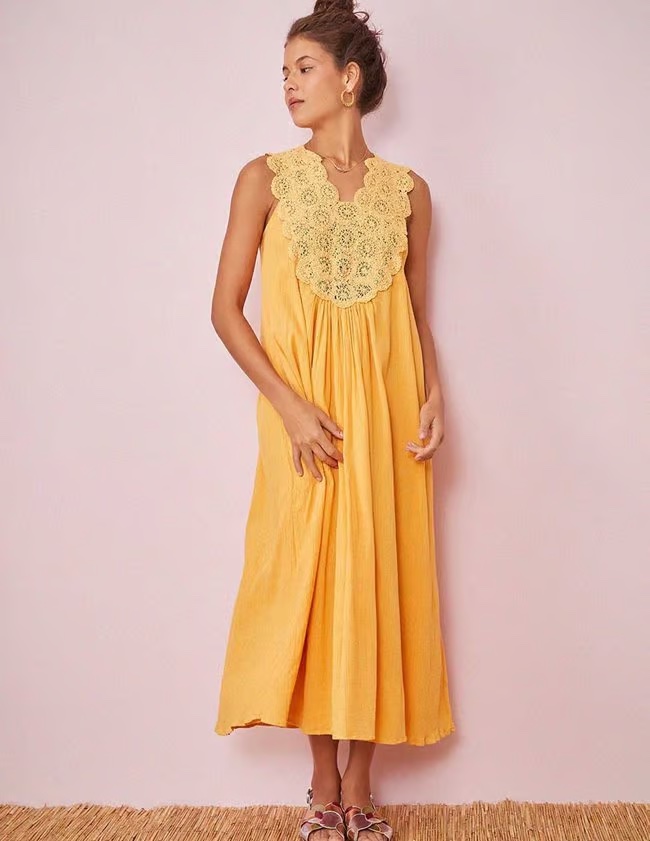 Rubinata Dress in Yellow by Des Petits Haute