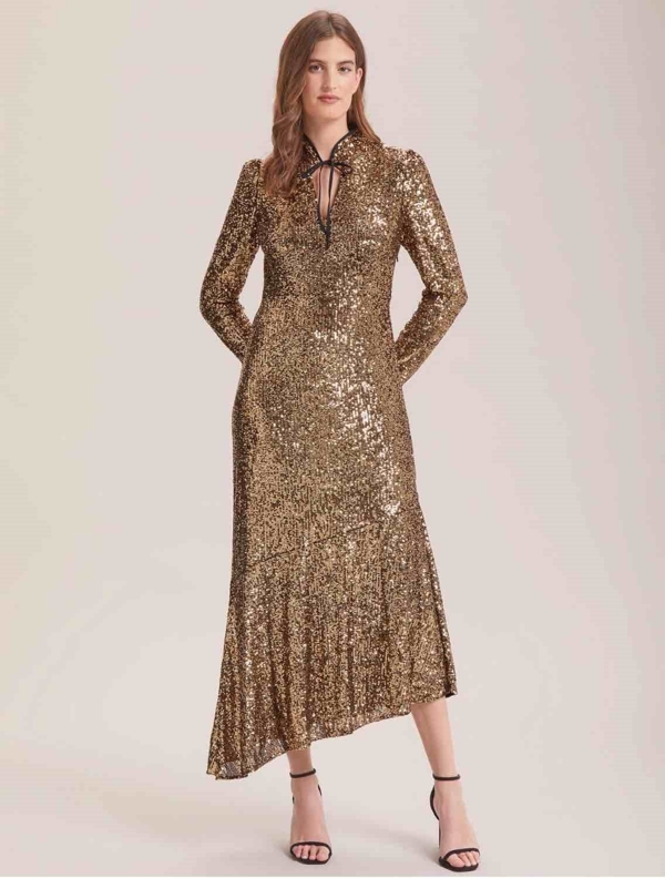 Jacquetta dress in gold by Cefinn