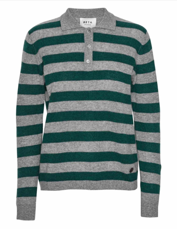 Lizzie stripe polo jumper (green) by BETA studios