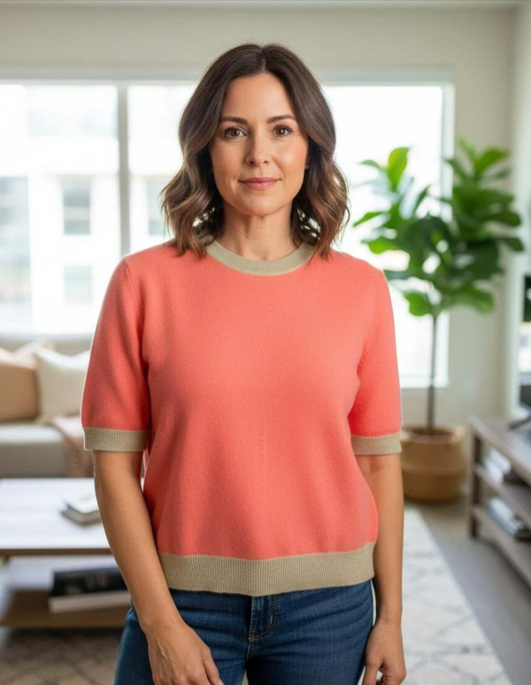 Jumper 1234 Many contrast tee - neon coral