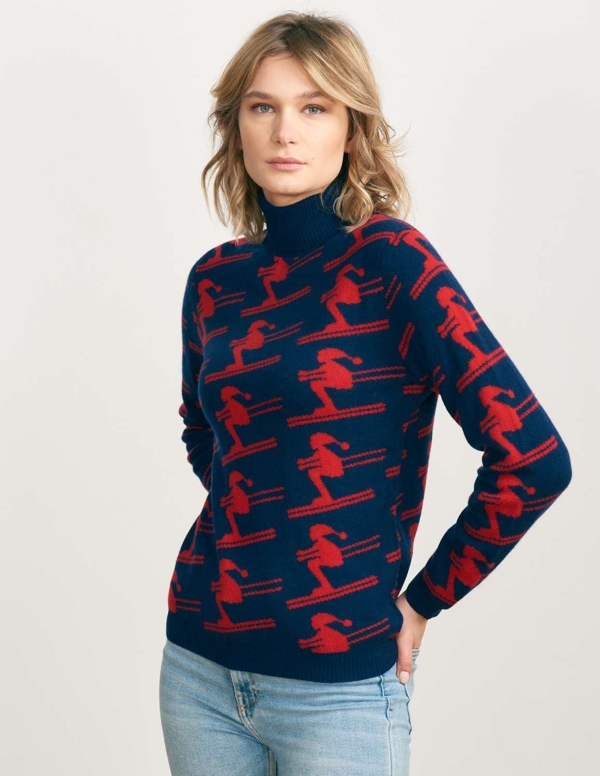 Ski roll collar jumper in navy