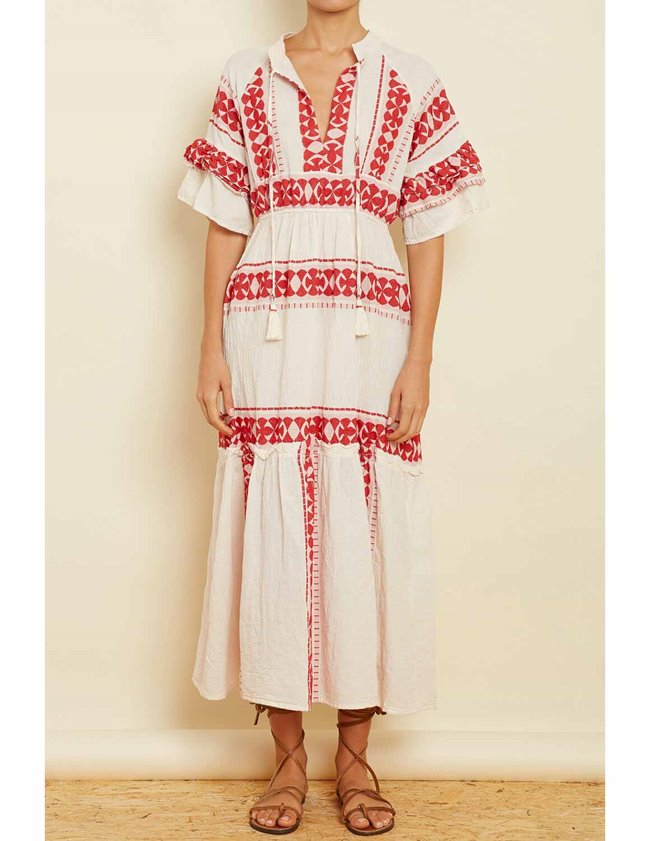 Zakar dress long in red by Pearl & Caviar