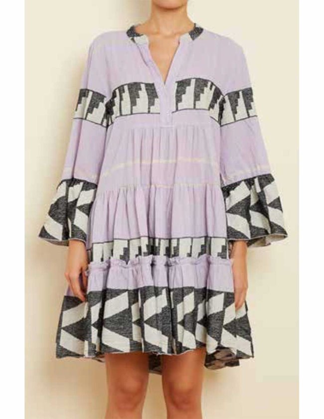 Zakar l/s dress short in lilac by Pearl & Caviar