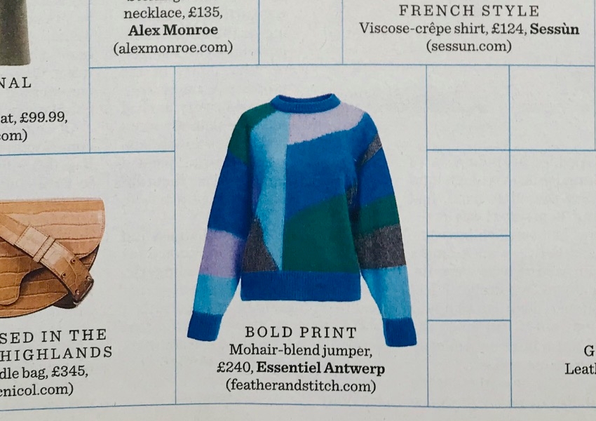 Essentiel Antwerp Agadir jumper featured un Stella magazine
