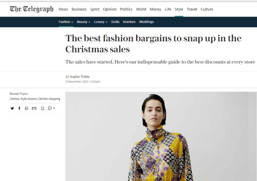 Feather & Stitch fashion featured in The Telegraph