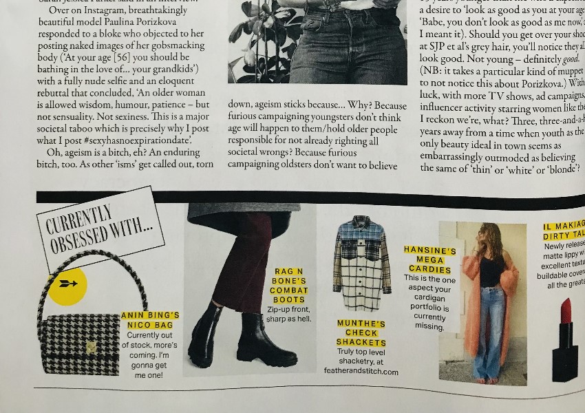 Munthe shacket in Grazia magazine