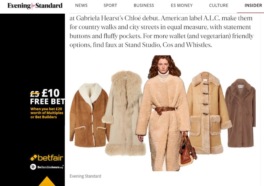 Camille cocoon coat in the Evening Standard feature