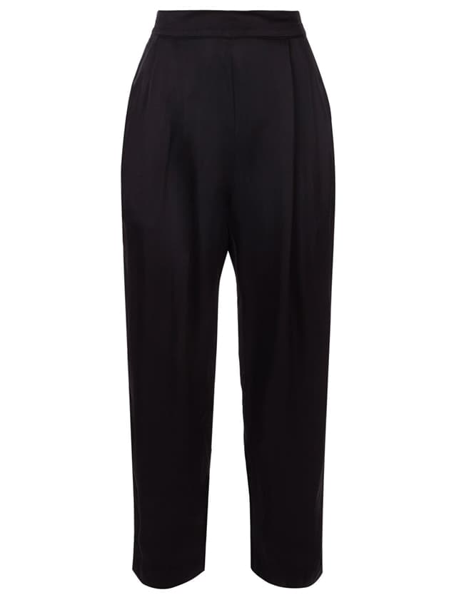 Velvet by Graham and Spencer hillary satin viscose pleated trousers - black