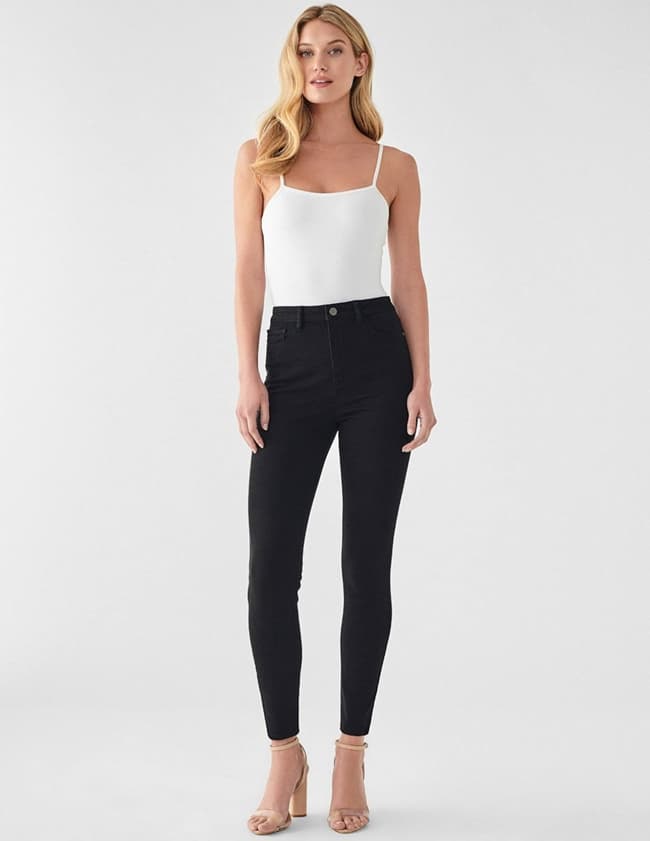DL1961 chrissy ankle skinny jeans - hopper black