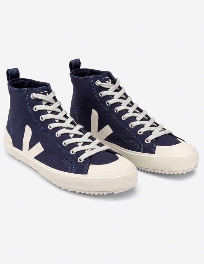 Veja Trainers nova high-top canvas trainers - navy back