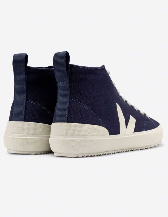 Veja Trainers nova high-top canvas trainers - navy side