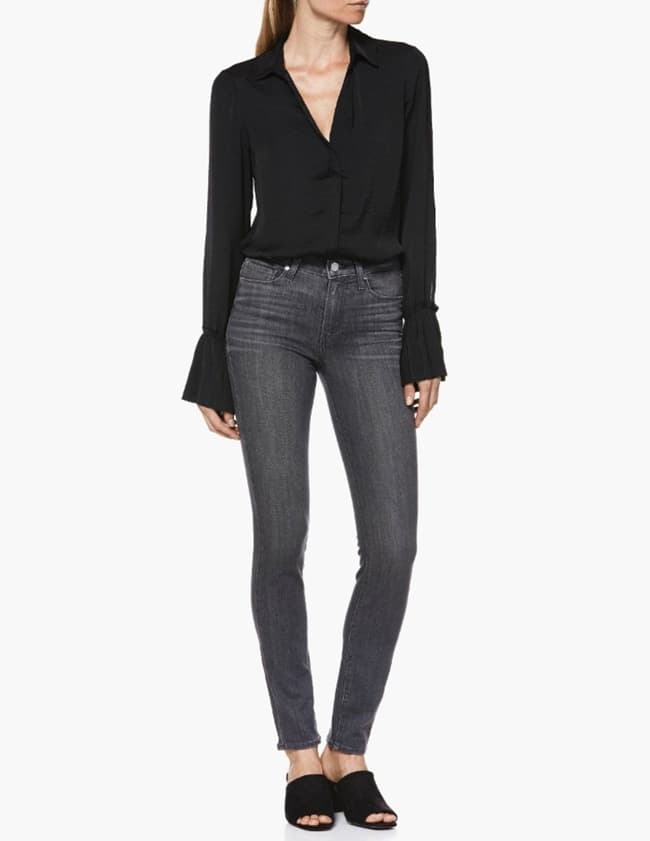 Paige Jeans hoxton ankle skinny jeans - grey peaks back