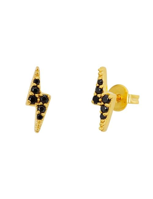 Une A Une bolzn lightning earrings - gold / black os