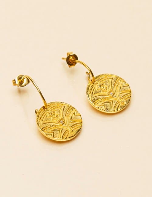 Une A Une bomm medal earrings - gold maya