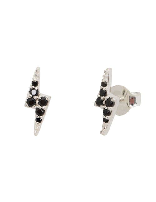 Une A Une bolszn lightning earrings - silver / black