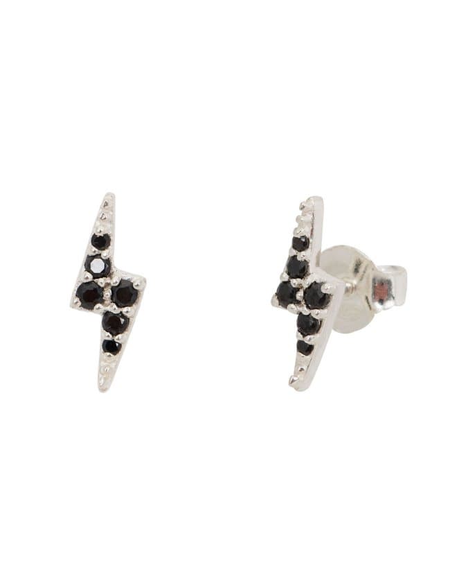 Une A Une bolszn lightning earrings - silver / black