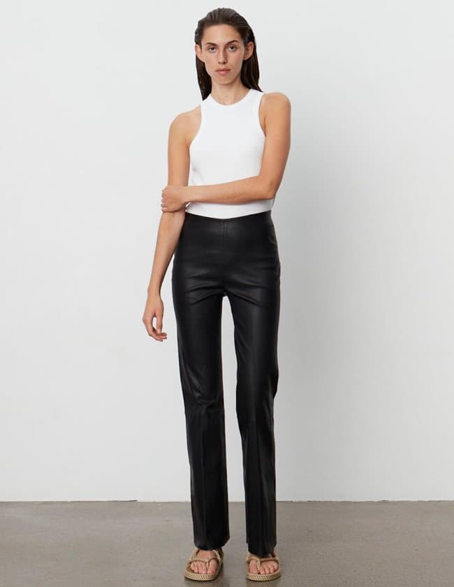 Day Birger et Mikkelsen mabella leather trousers - black