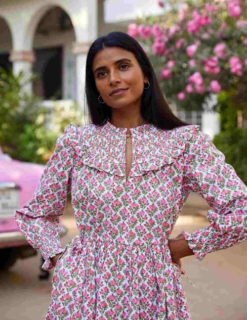 Pink City Prints robyn dress - scarlet posy
