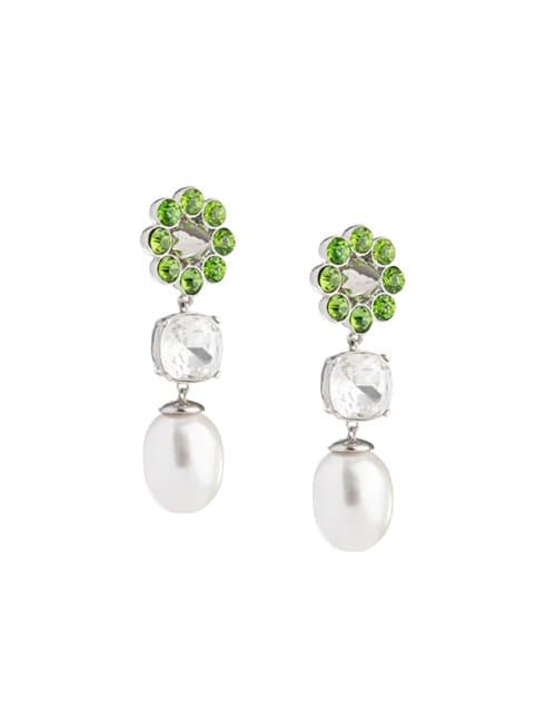 Shrimps Clothing terry earrings - green/silver/cream