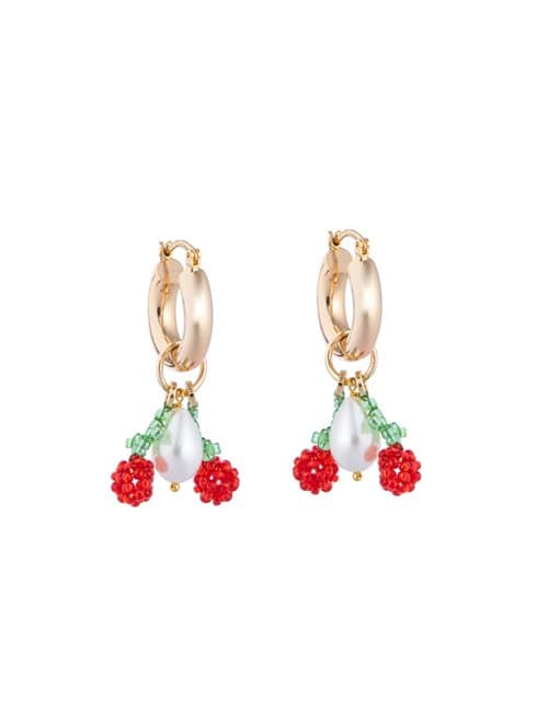 Shrimps Clothing jagger earrings - gold/cream/red/green