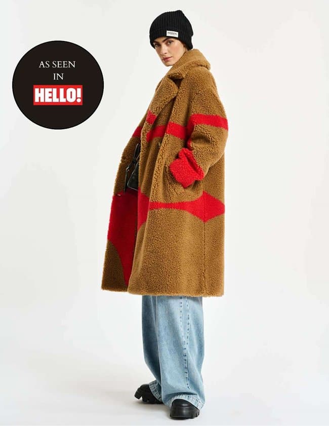 Essentiel Antwerp cry teddy coat - camel and red