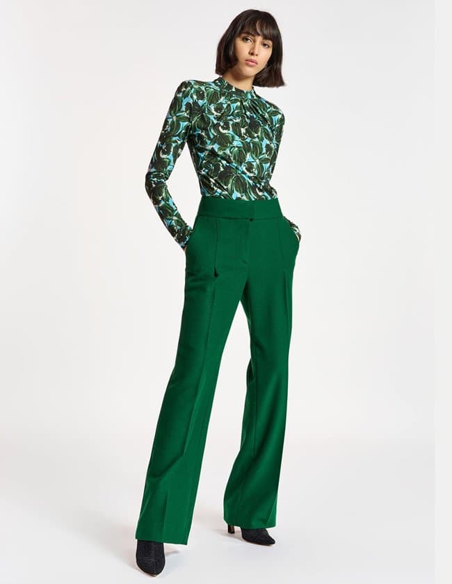 Essentiel Antwerp cheetah trousers - green