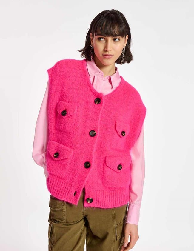 Essentiel Antwerp chintz sleeveless cardigan - pink