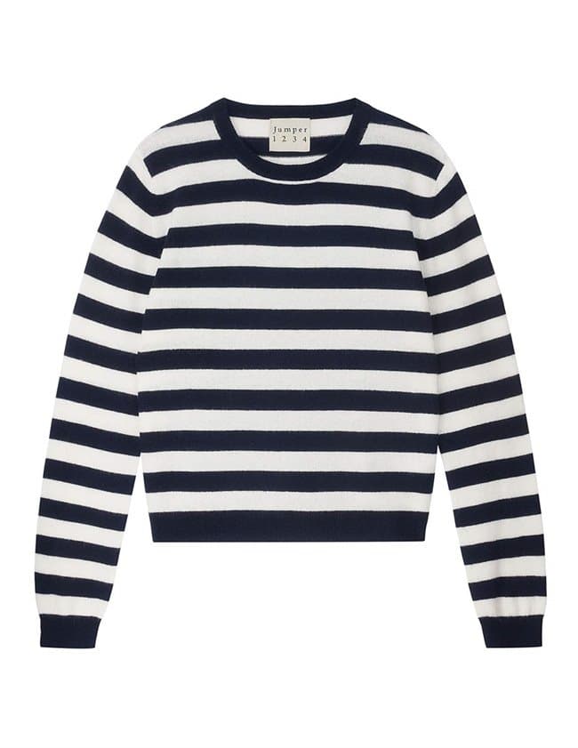 Jumper 1234 heart patch stripe crew jumper - navy