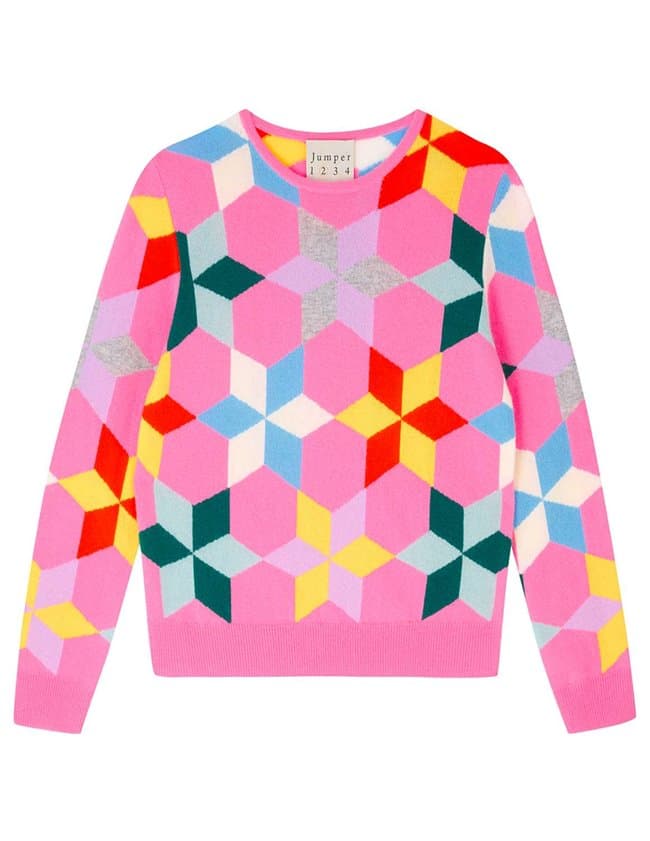 Jumper 1234 star patch crew jumper - pink