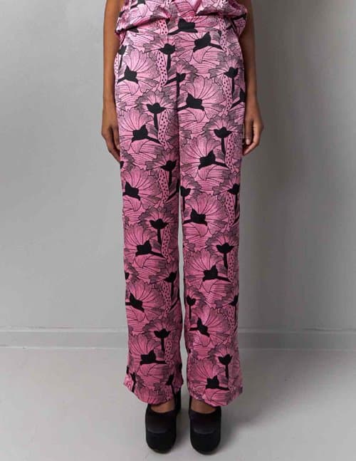 Stella Nova orli trousers - black/pink flowers