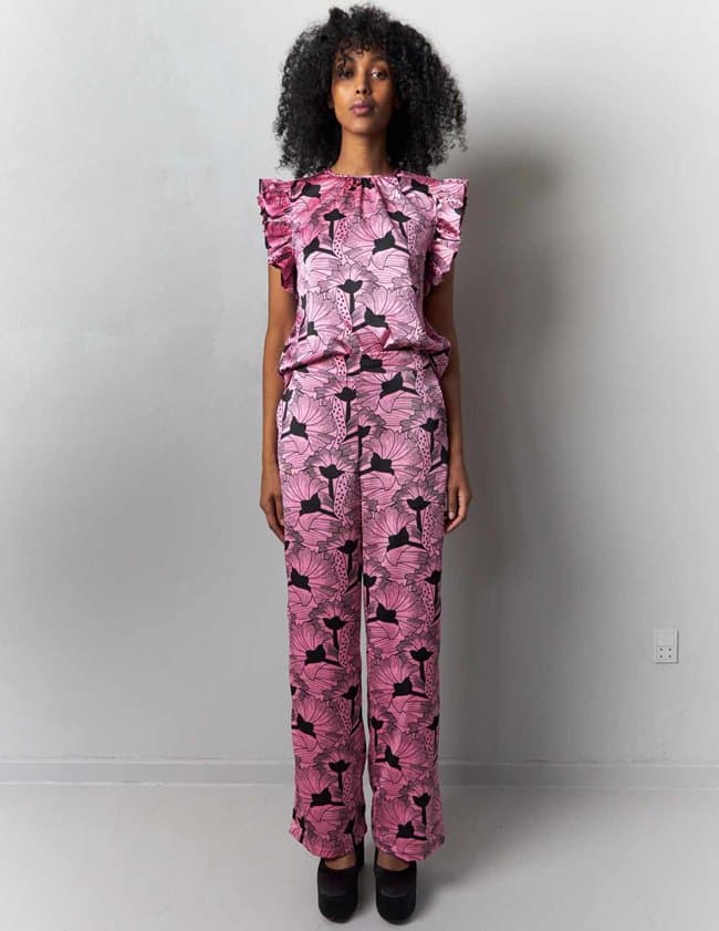 Stella Nova Orli trousers - blk/pink flowers
