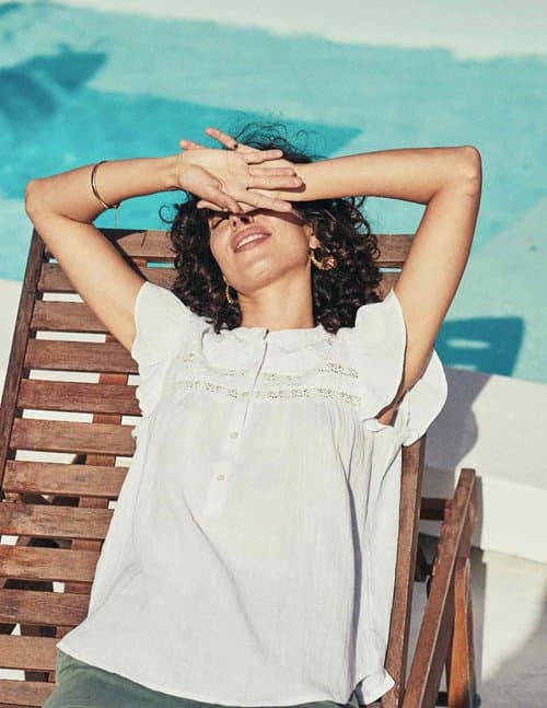 M.A.B.E APPAREL tali emb s/s top - white