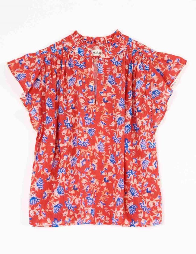 M.A.B.E APPAREL ria print s/s top - red