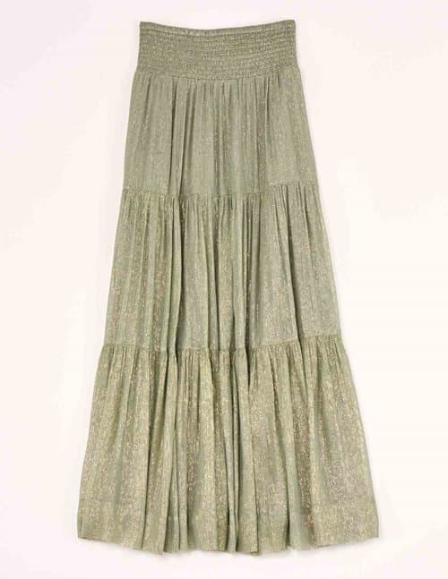 M.A.B.E APPAREL selma tiered skirt - green
