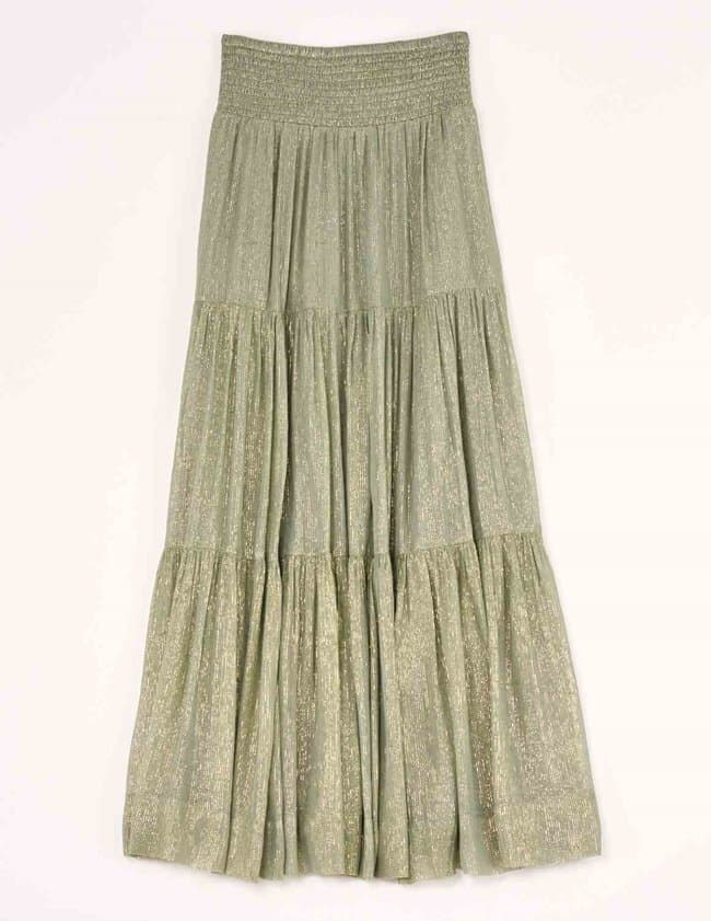 M.A.B.E APPAREL selma tiered skirt - green