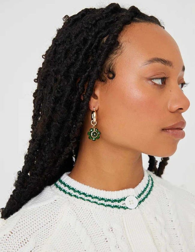 Shrimps Clothing dale earrings - gold/green