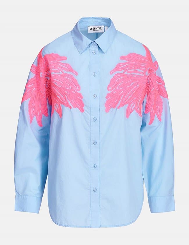 Essentiel Antwerp dolly embroidered shirt - blue/pink