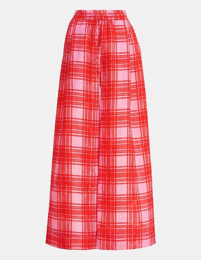 Essentiel Antwerp donuts checked wide leg pants - pink/red