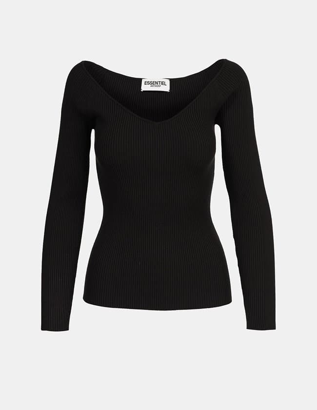 Essentiel Antwerp deliver v - neck sweater - black