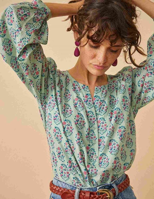 Des Petits Hauts elmiou blouse - green