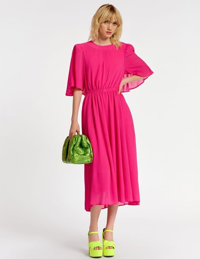 Essentiel Antwerp Dazzers cape midi dress - pink