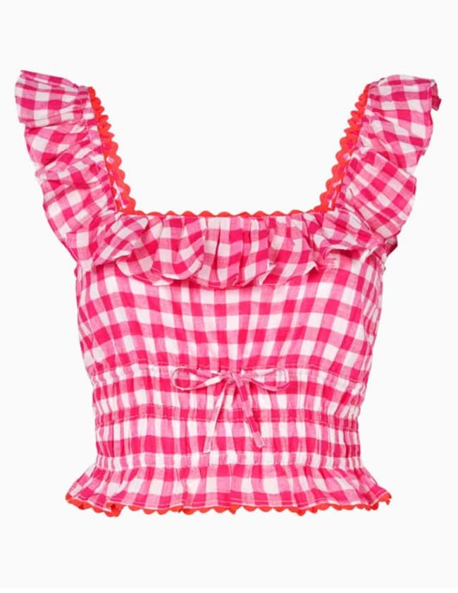 Pink City Prints Ric Rac Top - Raspberry Gingham