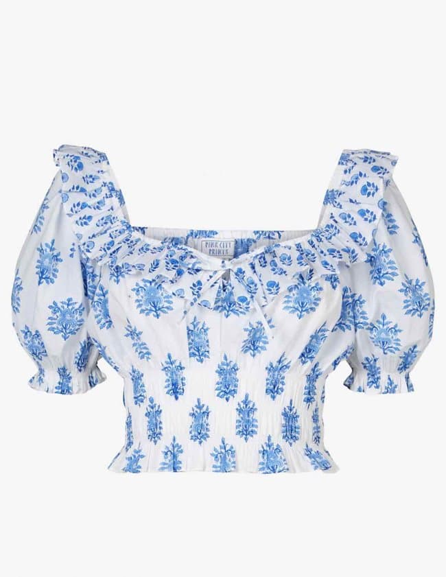 Pink City Prints rah rah top - sky bouquet