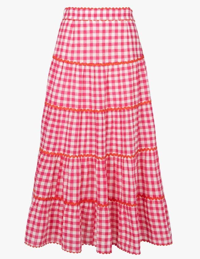 Pink City Prints etta skirt - raspberry gingham
