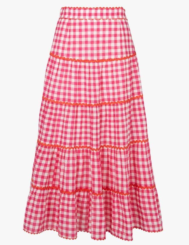 Pink City Prints Etta Skirt - raspberry gingham