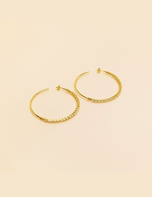Une A Une 2bojw jaipur hoop earrings - white agate