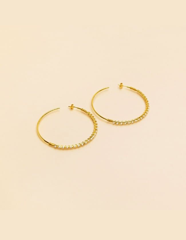 Une A Une 2bojw jaipur hoop earrings - white agate